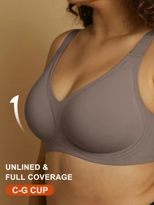 SHEIN Women's Solid Color Seamless Wireless Bra With Jelly Strips Support, Soft Comfortable Everyday Lingerie Vacation Essential. - Dusty Purple - View 4