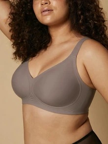 SHEIN Women's Solid Color Seamless Wireless Bra With Jelly Strips Support, Soft Comfortable Everyday Lingerie Vacation Essential. - Dusty Purple - View 7