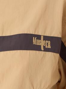 MUSERA Jaket Leher Tinggi Bergaris dengan Logo Depan Ukuran Besar dan Resleting, Cocok untuk Musim Dingin dan Gugur, Gaya Kota, Keren, Imut, Cocok untuk Kembali ke Sekolah, Park Avenue. - Khaki - View 6