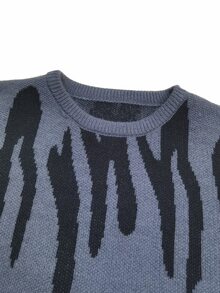 NEOSTRIT Men's Letter Pattern Casual Daily Wear Long Sleeve Sweater - Dark Grey - View 4