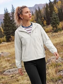 In My Nature Women's Hooded Casual Outdoor Softshell Jacket - Light Grey - View 1