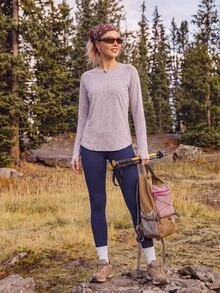 In My Nature Women's Zipper Long Sleeve Crew Neck Outdoor T-Shirt - Dusty Purple - View 4