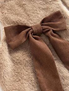 Girlism Kids Tween Girl 2-Piece Set, Fall/Winter Fuzzy Jacket With Coffee Brown Corduroy Long Sleeve Back To School Outfits, Fall Outfits, Fall Clothes - Coffee Brown - View 6
