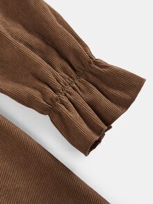 Girlism Kids Tween Girl 2-Piece Set, Fall/Winter Fuzzy Jacket With Coffee Brown Corduroy Long Sleeve Back To School Outfits, Fall Outfits, Fall Clothes - Coffee Brown - View 7