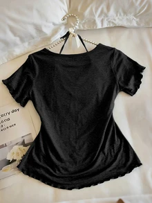 Resyla Women's Summer Casual Solid Color Cowl Neck T-Shirt And Pants 2 Pieces Set - Multicolor - View 4