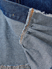 EMERY ROSE Plus Size Street Fashion Button Frayed Hem Denim Jacket - Blue - View 6