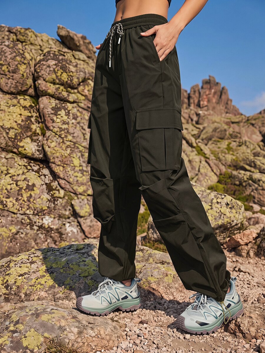 SHEIN Sports 女式户外宽松褶裥抽绳工装裤