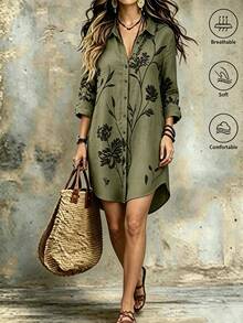 Bytebia Bytebia Women's Single-Breasted Full Floral Print Long Sleeve Fashionable Comfortable Blouse - Multicolor - View 1