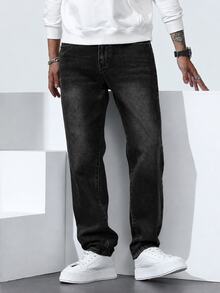 QuarKem Men's Casual Simple Front Button Pocket Denim Jeans, Everyday Wear - Black - View 6