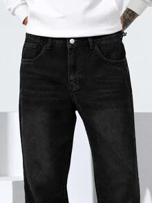 QuarKem Men's Casual Simple Front Button Pocket Denim Jeans, Everyday Wear - Black - View 8