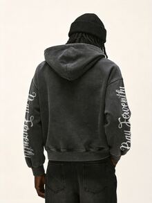 Baseblock Men's Distressed Vintage Long Sleeve Sweatshirt - Black - View 2