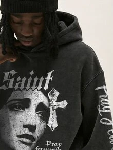 Baseblock Men's Distressed Vintage Long Sleeve Sweatshirt - Black - View 5