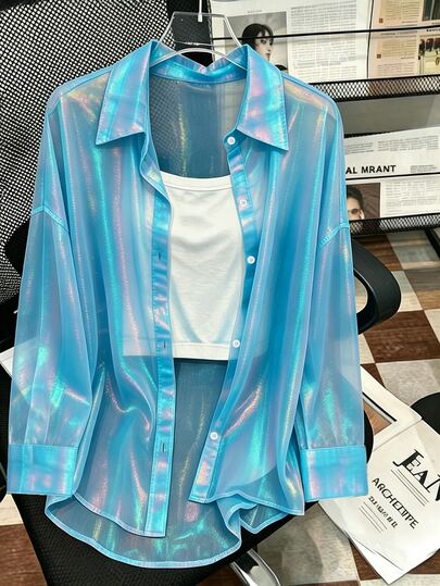 Resyla Women's Sheer Shacket For Party And Music Festival