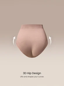 GLOWMODE ShapingSculpt High-Rise Seamless Briefs With Anti-Roll Down Design & Tummy Control Compression Daily Active Casual Wear - Apricot - View 3