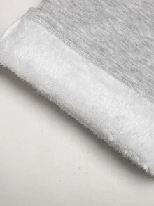 SHEIN Celana Jogging Kasual Longgar dengan Tali Serut Pinggang, Warna Abu-abu Muda, Lapisan Termal, untuk Remaja Perempuan Musim Gugur/Dingin - Light Grey - View 8