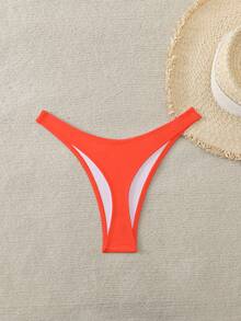 Swim SXY Solid Color Bikini Bottom For Beach Vacation - Orange - View 4