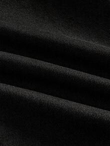 GETOML American Style Black Fluffy Collar Sweatshirt, Niche Design Slim Fit Short Sweatshirt Hoodie, For Fall Winter - Black - View 6