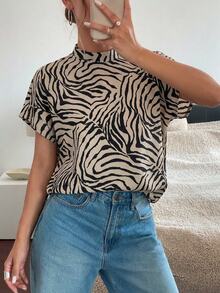 SHEIN Essnce Leopard Shirt Women's Summer Commuting Leopard Print Wide Strap Shirt - Multicolor - View 5