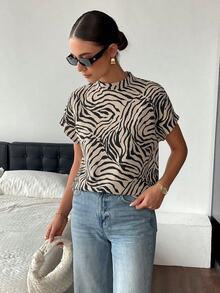 SHEIN Essnce Leopard Shirt Women's Summer Commuting Leopard Print Wide Strap Shirt - Multicolor - View 4