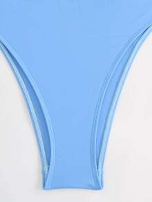 Swim Oasis 女士夏季海滩度假镂空海星装饰褶饰收腹连体泳衣，搭配系腰超长裙 - 藍色 - 查看 8