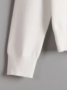 SHEIN LUNE Women's Casual Versatile White V-Neck Sweater, Autumn/Winter Fall Cloth For Women - White - View 4