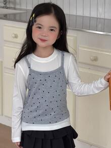 DAZY Young Girl Crew Neck 2 In 1 Fashionable Cute T-Shirt - Grey - View 6