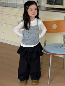 DAZY Young Girl Crew Neck 2 In 1 Fashionable Cute T-Shirt - Grey - View 4