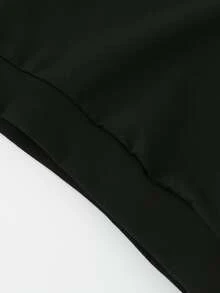 SHEIN 少女休闲时尚简约字母标语印花套头卫衣 - 黑色 - 查看 5