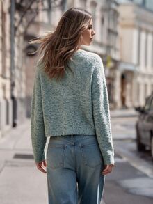Anewsta Cardigan Rajut Biru Tosca Elegan untuk Wanita Musim Gugur/Dingin, Cardigan Campuran Gaya Prancis untuk Acara Kantor, Makan Siang, Perjalanan Pulang Pergi, dan Jalan-jalan. - MultiWarna - View 4