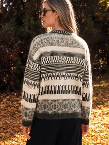 Anewsta Women's Striped Long-Sleeved Single-Breasted Casual Knit Cardigan - Multicolor - View 2