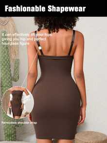 Sirith Women's Seamless Waist Cincher Shapewear Slip Dress - Coffee Brown - View 6