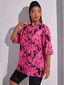 SHEIN Rhythm Era 休闲百搭字母印花宽松运动上衣，大码 - 彩色 - 查看 7