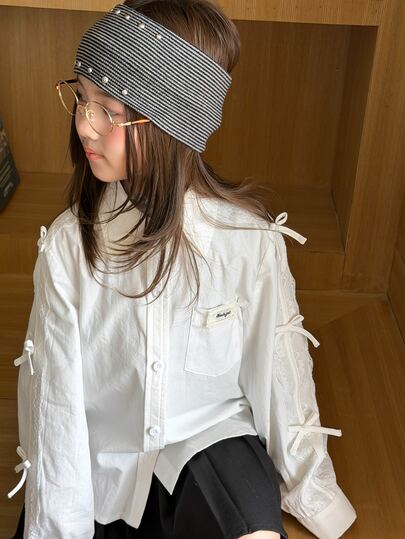 Dazy Kids ティーンガール 秋服 ティーンガール) レース ドールフェイス パフ 長袖 スウィートブラウス