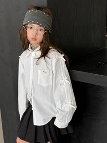 Dazy Kids Tween Girl Fall Clothes Tween Girl) Lace Doll Face Puff Long Sleeve Sweet Blouse - White - View 5