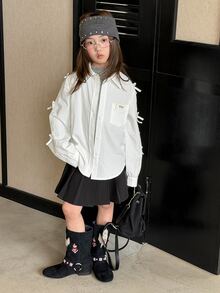 Dazy Kids Tween Girl Fall Clothes Tween Girl) Lace Doll Face Puff Long Sleeve Sweet Blouse - White - View 4