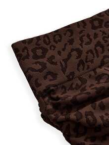 SHEIN Cheerettes Women's Leopard Print Halter Neck Tank Top And Shorts Sports Set - Coffee Brown - View 6