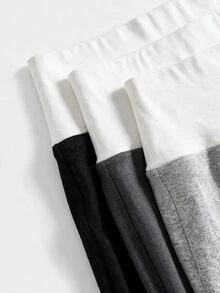 SHEIN 青少年女孩秋冬針織拼接寬腰修身直筒寬腿長褲，黑色、深灰色、淺灰色，百搭簡約舒適街頭風 3 件套 - 彩色 - 查看 4