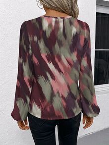 Easowa Casual Minimalist Women's Abstract Geometric Element Shirt, Suitable For Autumn/Winter Outings - Multicolor - View 2