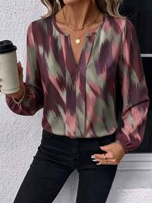 Easowa Casual Minimalist Women's Abstract Geometric Element Shirt, Suitable For Autumn/Winter Outings - Multicolor - View 7