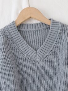 Tween Girl Grey Bow Decor Elegant Knit Dress Autumn Winter - Grey - View 3