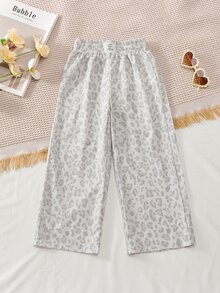 SHEIN Vintaside Kids 女童春秋長褲，豹紋印花，俏皮可愛，時尚百搭，適合日常穿著 - 彩色 - 查看 7