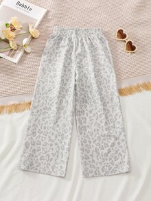 SHEIN Vintaside Kids 女童春秋長褲，豹紋印花，俏皮可愛，時尚百搭，適合日常穿著 - 彩色 - 查看 3