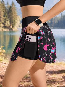 Exploreva Exploreva Women's Geometric Print Pocket Sports Skort - Multicolor - View 1