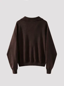 Sweetra Brown Striped 2 In 1 Patchwork Loose Casual Fashion Commute Slouchy Pullover Sweater For Women Everyday Home Fall - Coffee Brown - View 2
