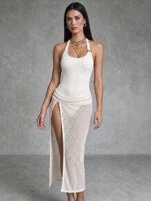 CHARMVALE Women's Elegant Sexy Beach Dress, Summer - Apricot - View 1
