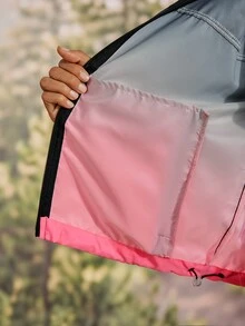 Exploreva Exploreva Jaket Outdoor Wanita dengan Tudung dan Motif Gradien - Berwarna merah muda - View 6