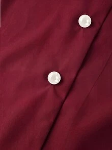SHEIN Kemeja Kasual Serbaguna Wanita dengan Motif Blok Warna untuk Pemakaian Sehari-hari - Burgundy - View 7