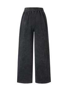 SHEIN Tween Girls Autumn Outfits Quarter Zip Oversized Athletic Sweatshirt Sweatpants Set Relaxed Fit Back To School Casual Streetwear Student Dark Grey - Black - View 6