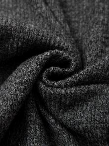 GlowEve Women's Autumn/Winter Casual Daily Colorblock Patchwork Ribbed Fabric Button Decor Hooded Dark Grey Long Sleeve T-Shirt + Loose Comfortable Ribbed - Dark Grey - View 4