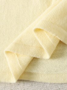 Gaun Rajut Kasual Manis Elegan Berkerut Panjang Sedang untuk Anak Perempuan Remaja, Musim Gugur/Musim Dingin, Beige/Aprikot - Krem - View 8